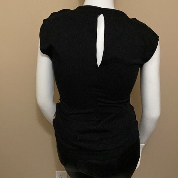 2B Bebe Black/Gold/Silver Sequin Top - Size M - Picture 8 of 11